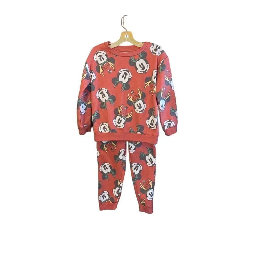 Disney Mickey Mouse and Minnie toddler holiday sweatsuit, two piece size 5T 